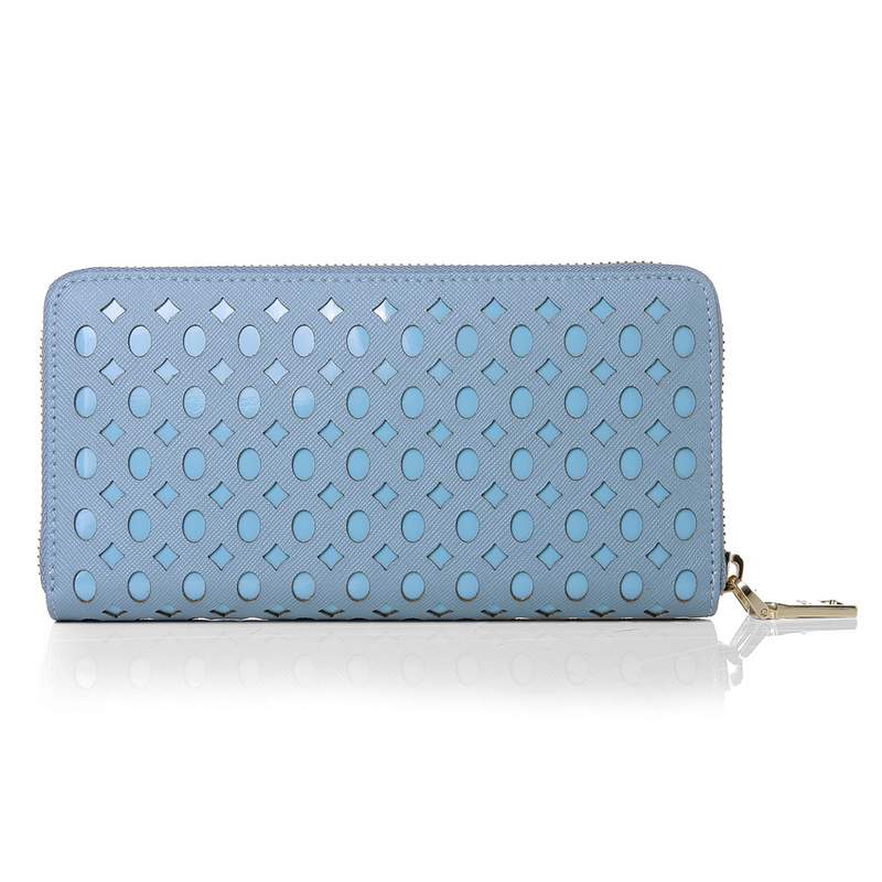 Knockoff Prada Real Leather Wallet 1140 light blue